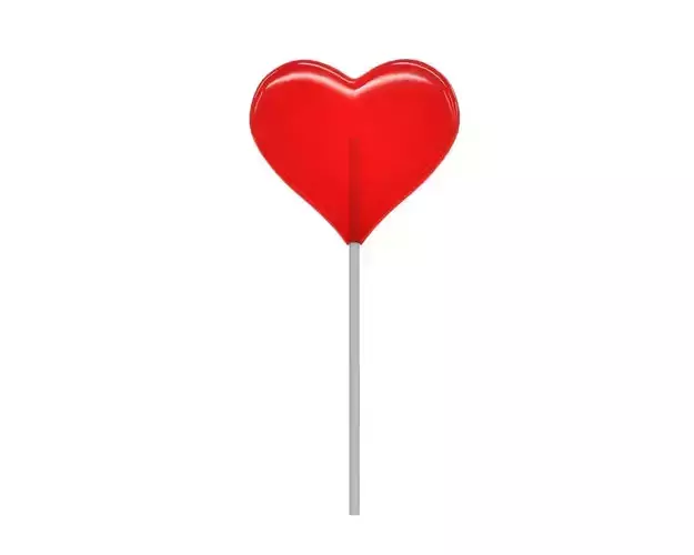 Lollipop red heart candy 3D model