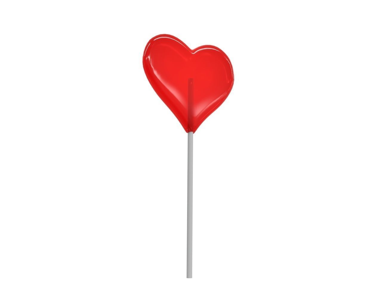 Lollipop red heart candy 3D model_2