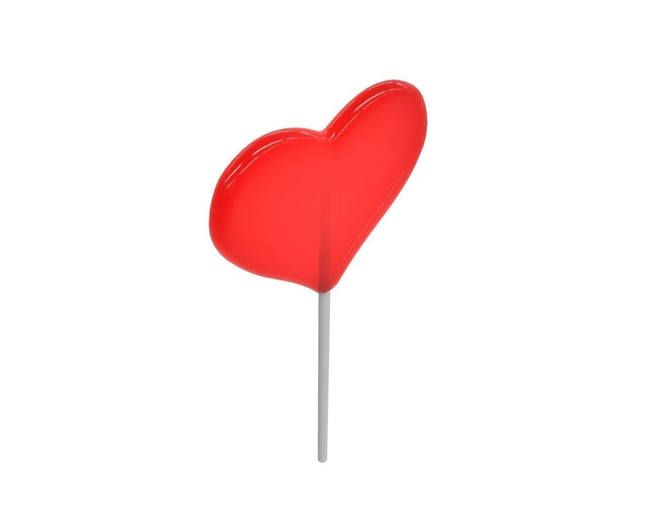 Lollipop red heart candy 3D model_3