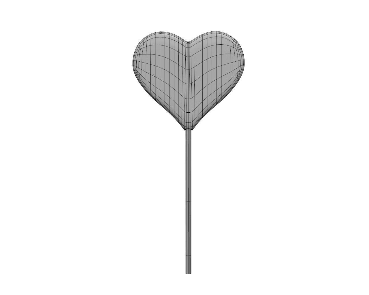 Lollipop red heart candy 3D model_4