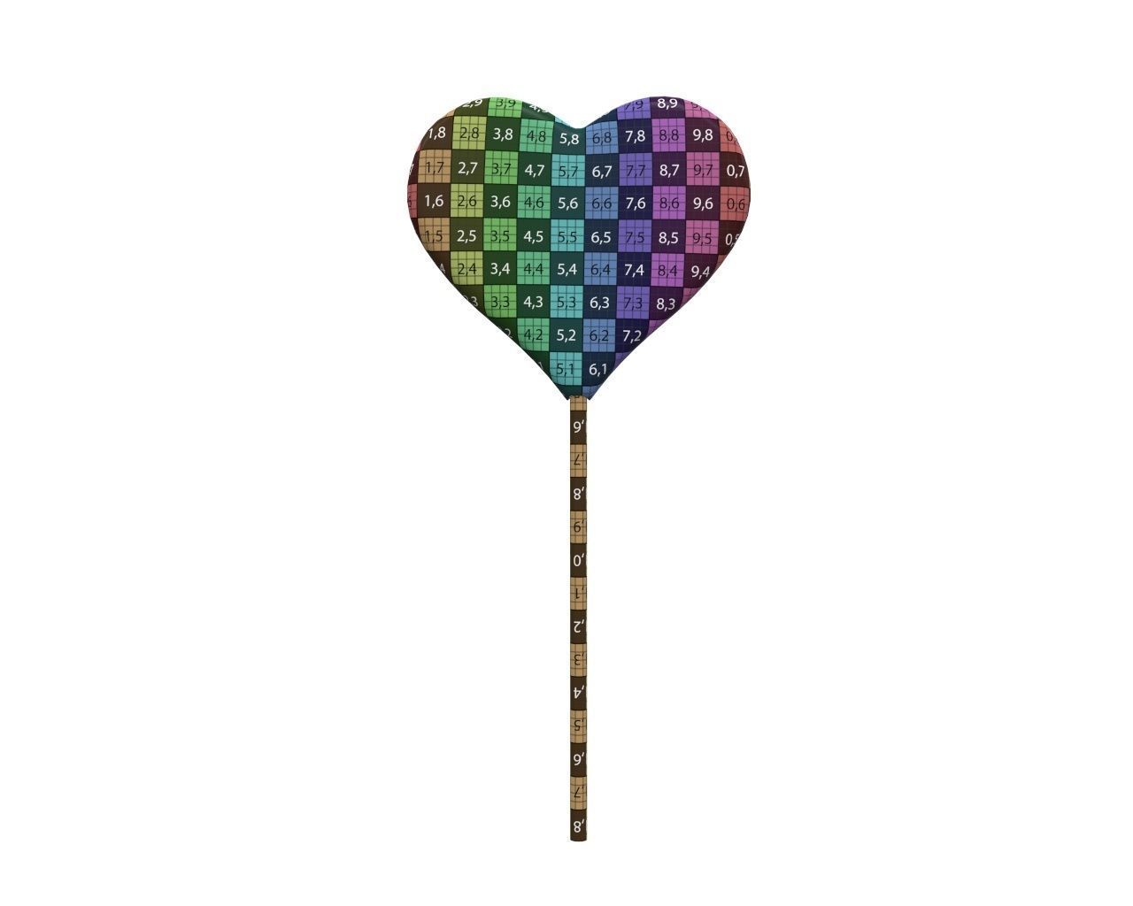 Lollipop red heart candy 3D model_8