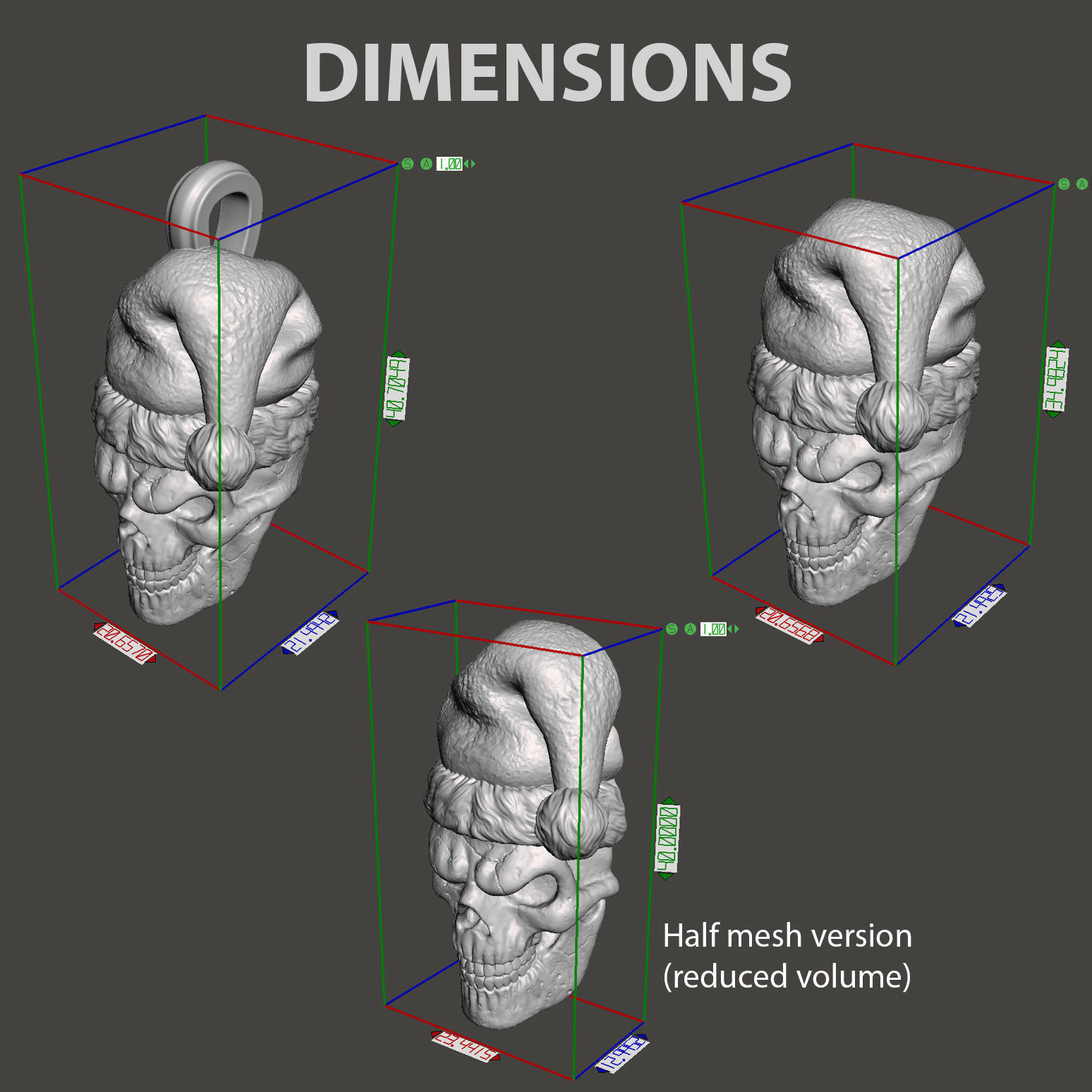  skull pendant jewelry santa claus vol2 3D print model_7