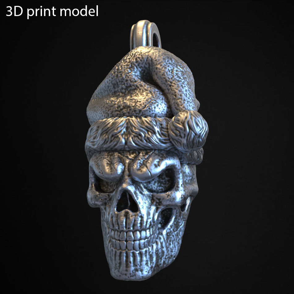  skull pendant jewelry santa claus vol2 3D print model_2