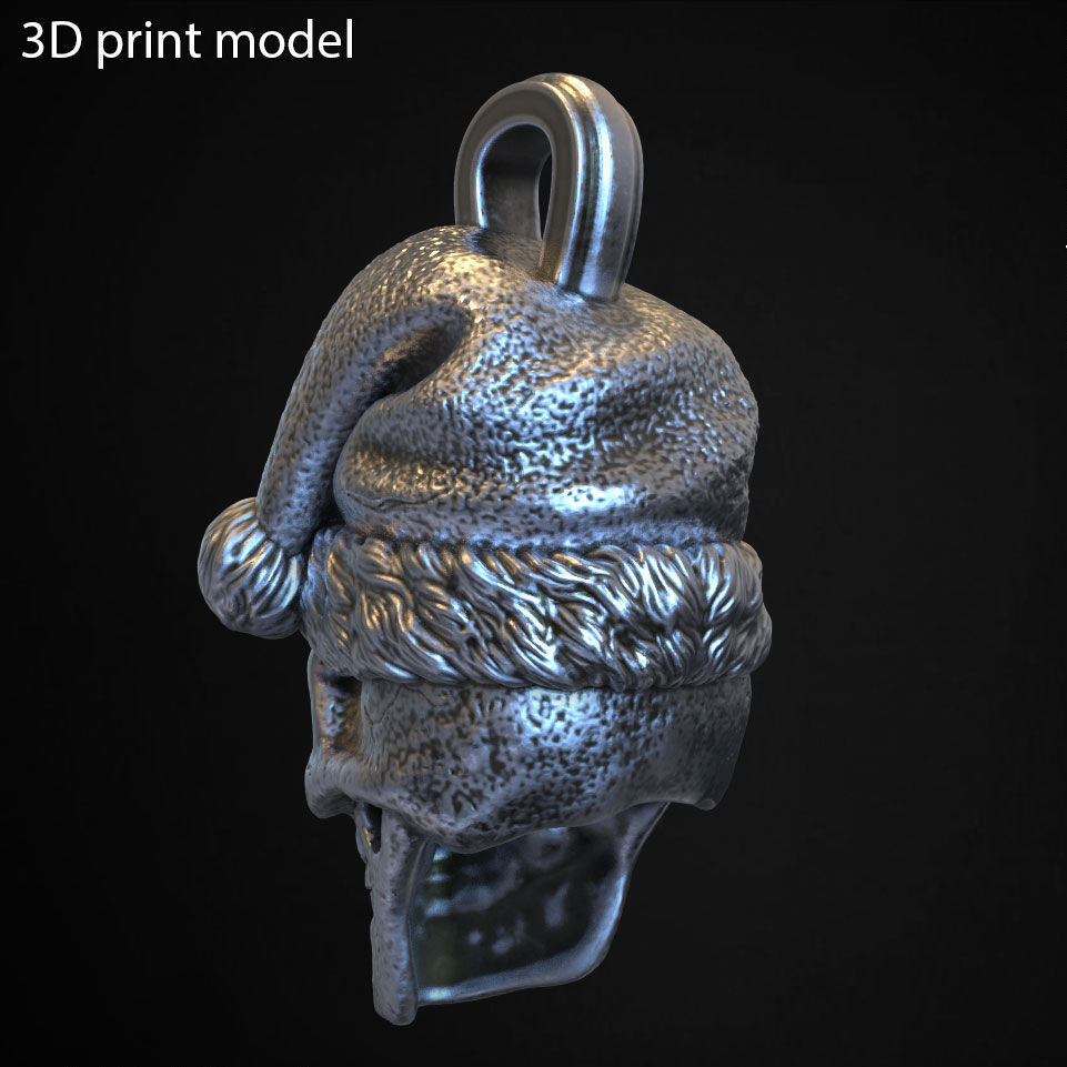  skull pendant jewelry santa claus vol2 3D print model_3