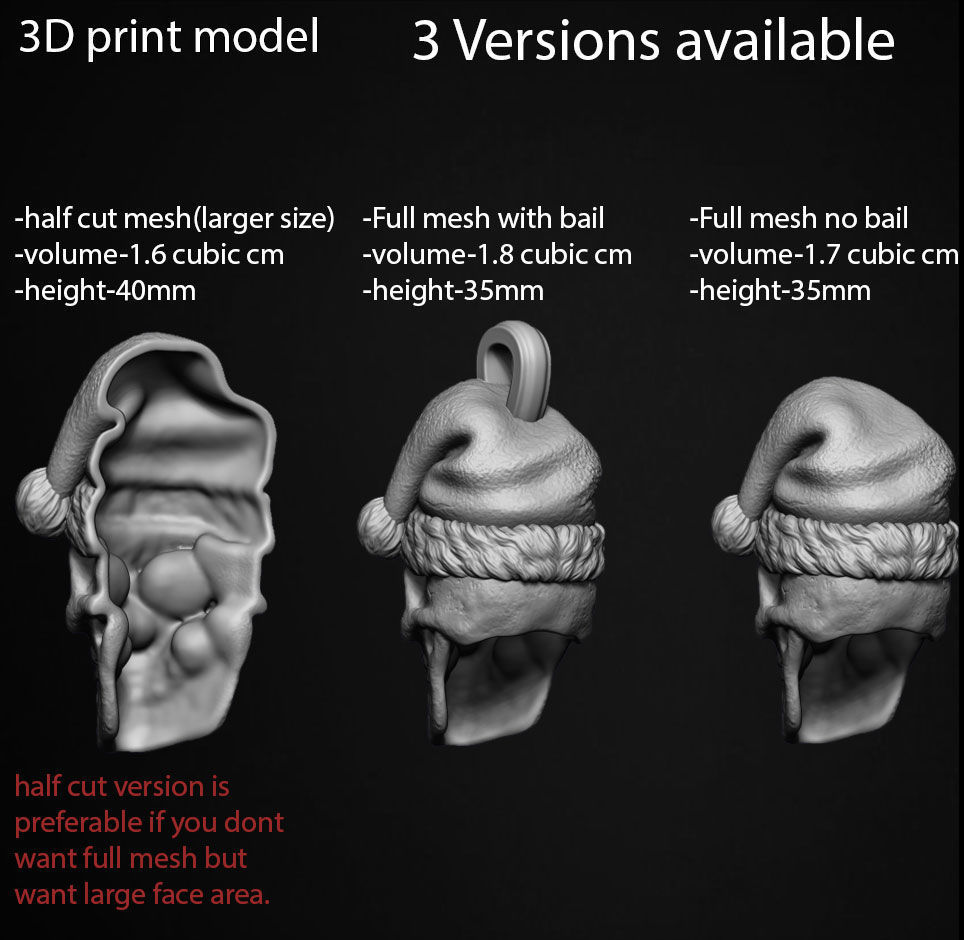  skull pendant jewelry santa claus vol2 3D print model_5