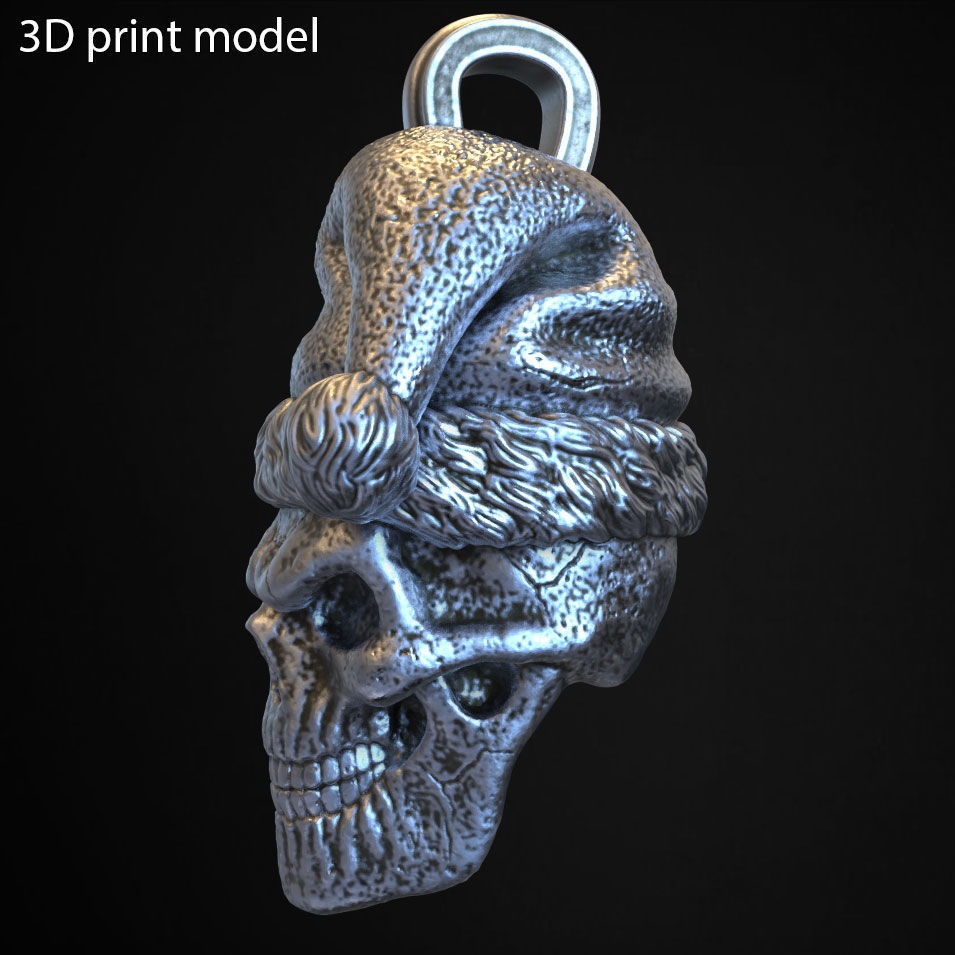  skull pendant jewelry santa claus vol2 3D print model_4