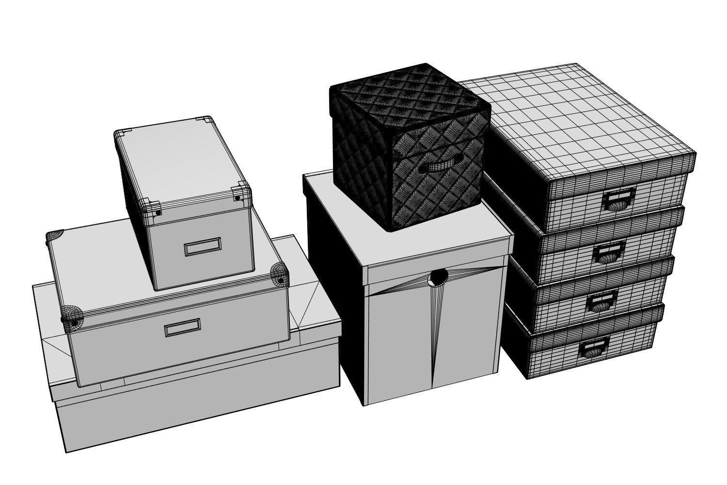 Stock of a colorful box 3D model_7