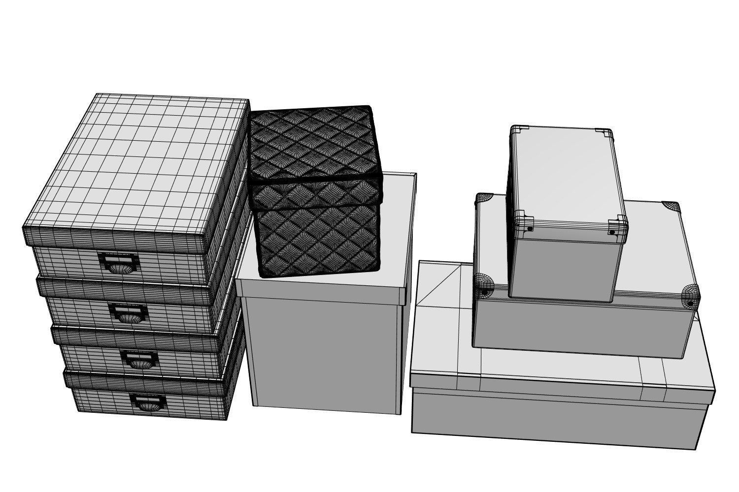 Stock of a colorful box 3D model_5