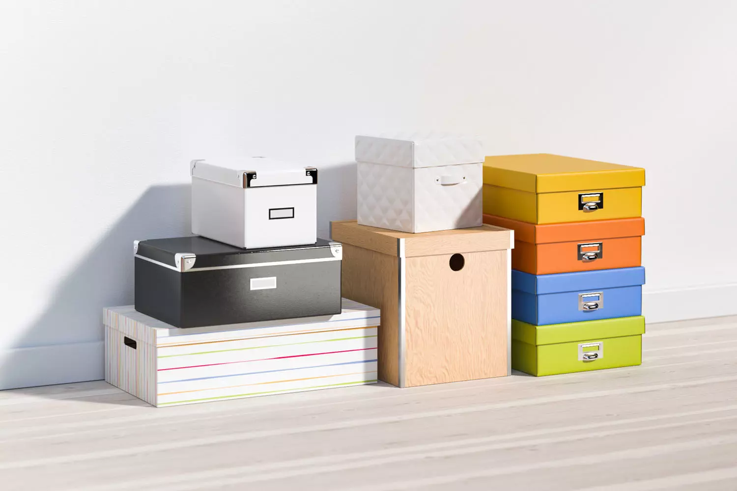 Stock of a colorful box 3D model_0