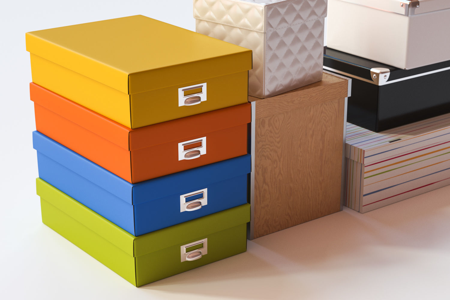 Stock of a colorful box 3D model_2