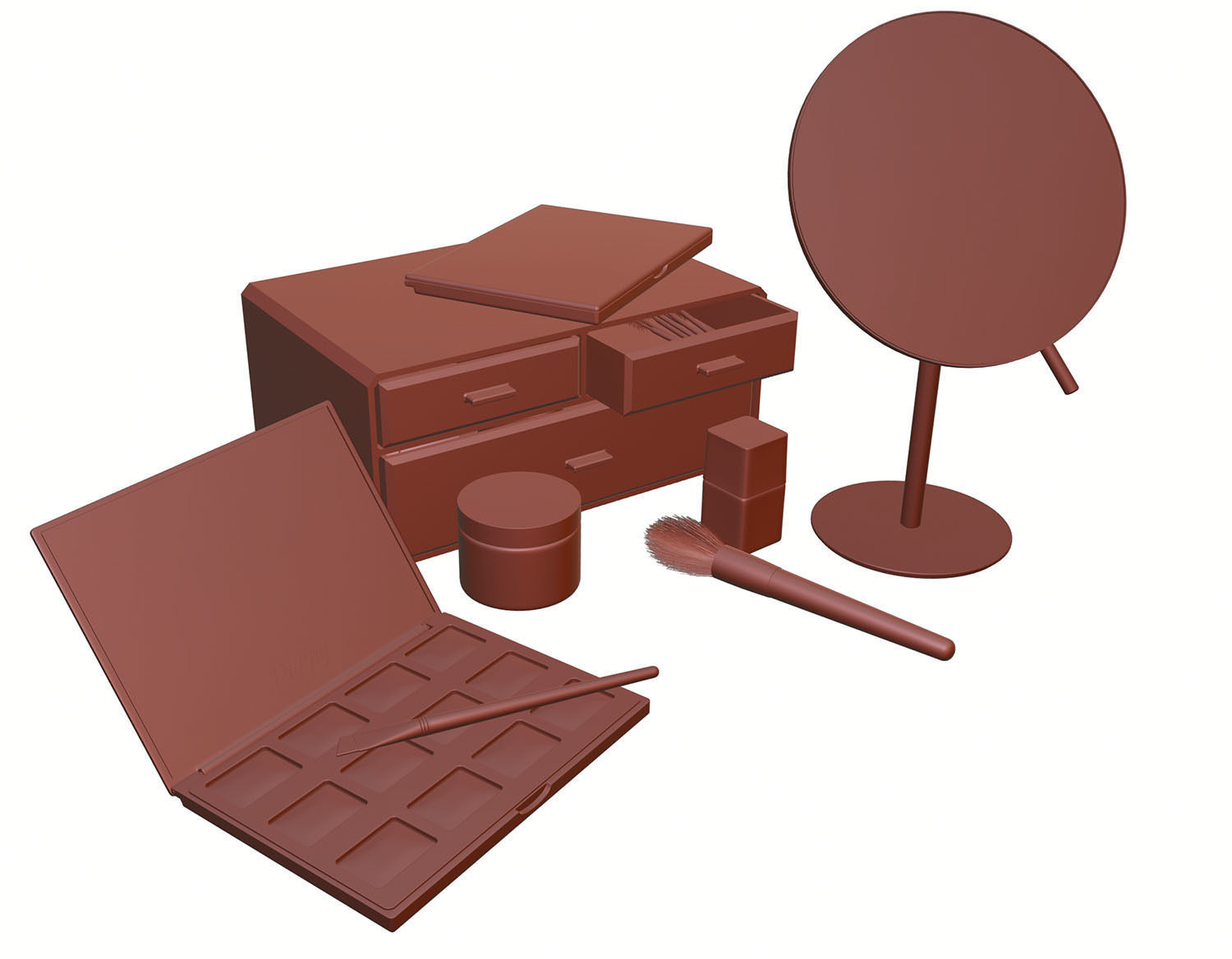 Make-up set with a mirror 3D model_9