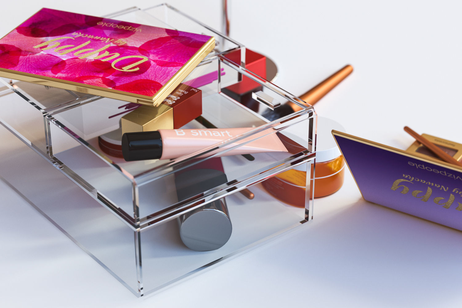 Make-up set with a mirror 3D model_2