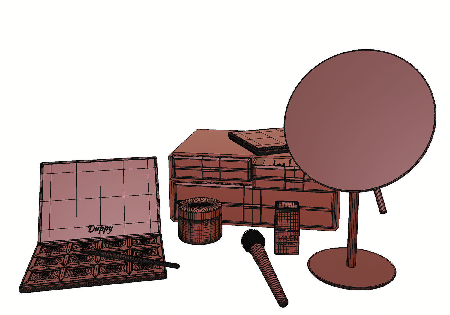 Make-up set with a mirror 3D model_13