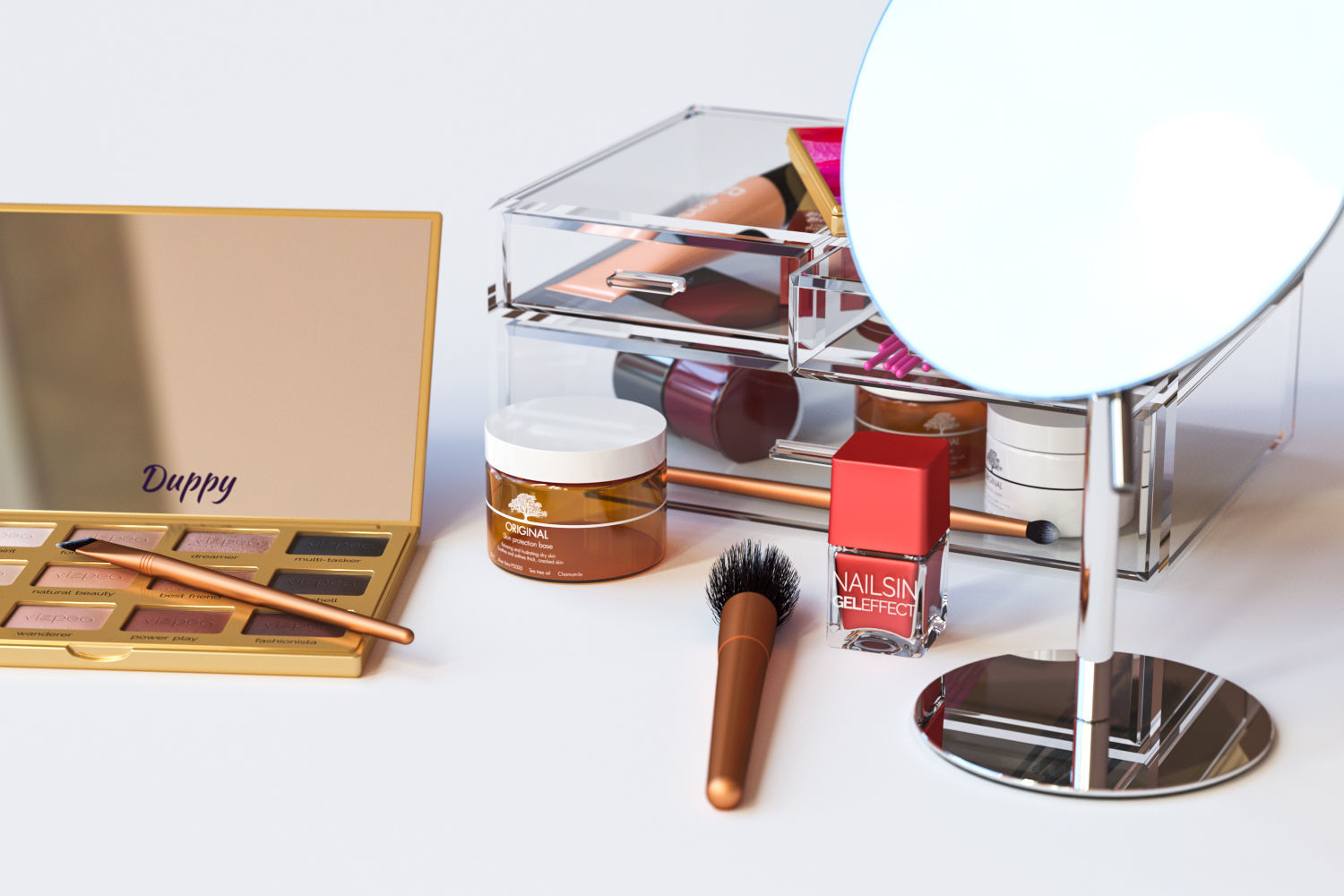 Make-up set with a mirror 3D model_3