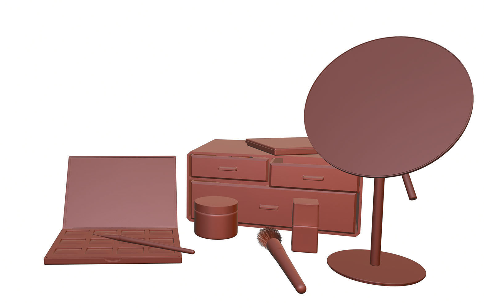 Make-up set with a mirror 3D model_10