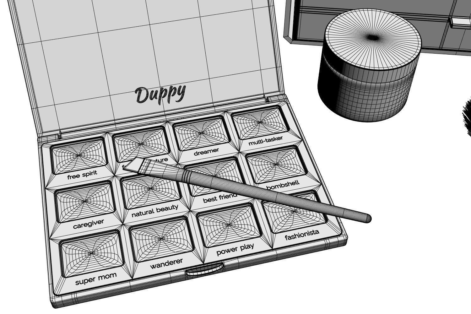 Make-up set with a mirror 3D model_8