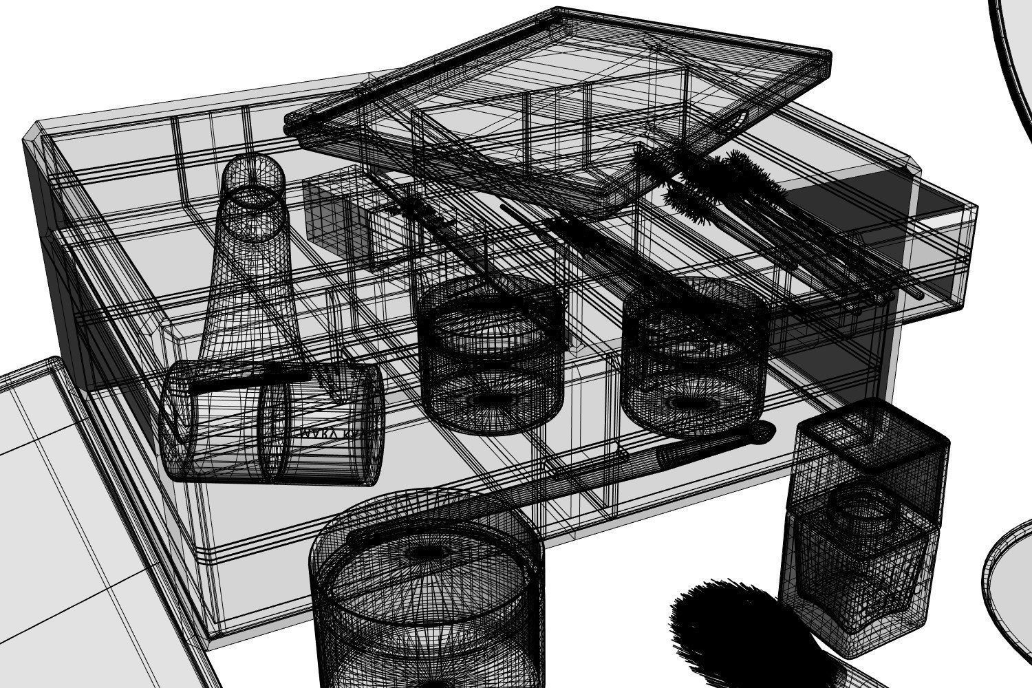 Make-up set with a mirror 3D model_4