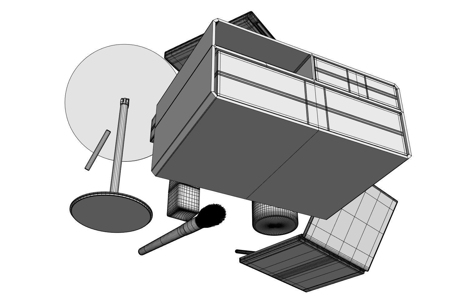 Make-up set with a mirror 3D model_5