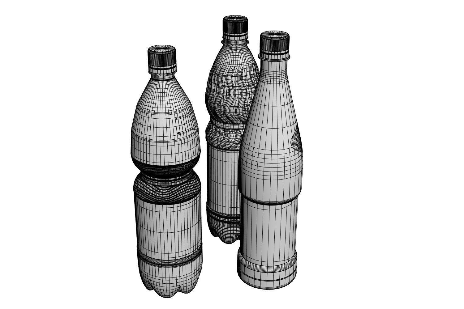 Three bottles with mineral water 3D model_6