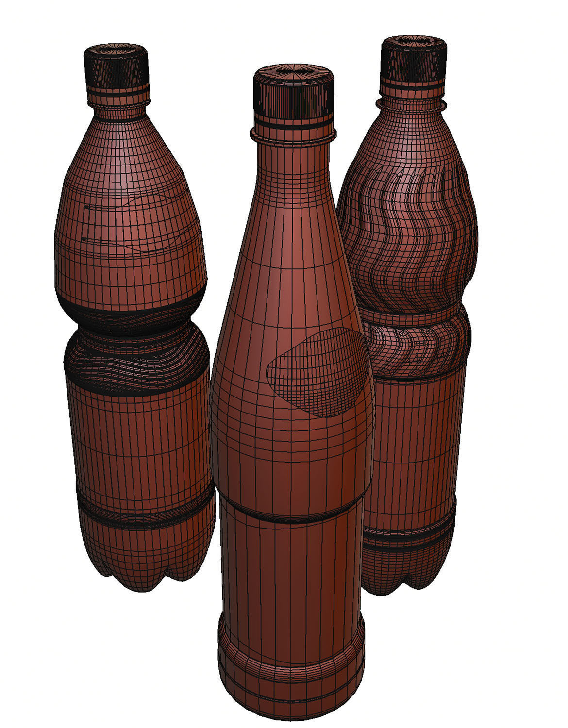 Three bottles with mineral water 3D model_13