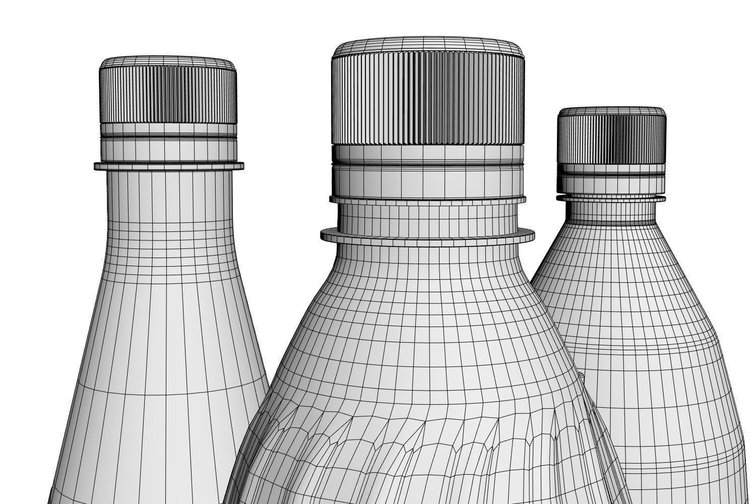 Three bottles with mineral water 3D model_8