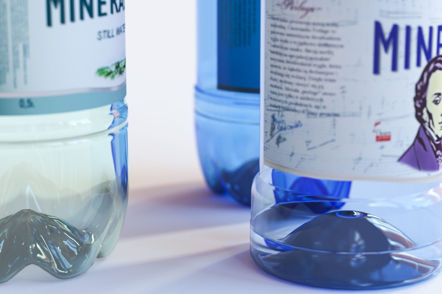 Three bottles with mineral water 3D model_1