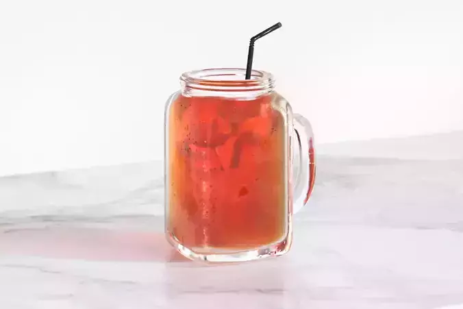 Glass jar with ear and straw 3D model