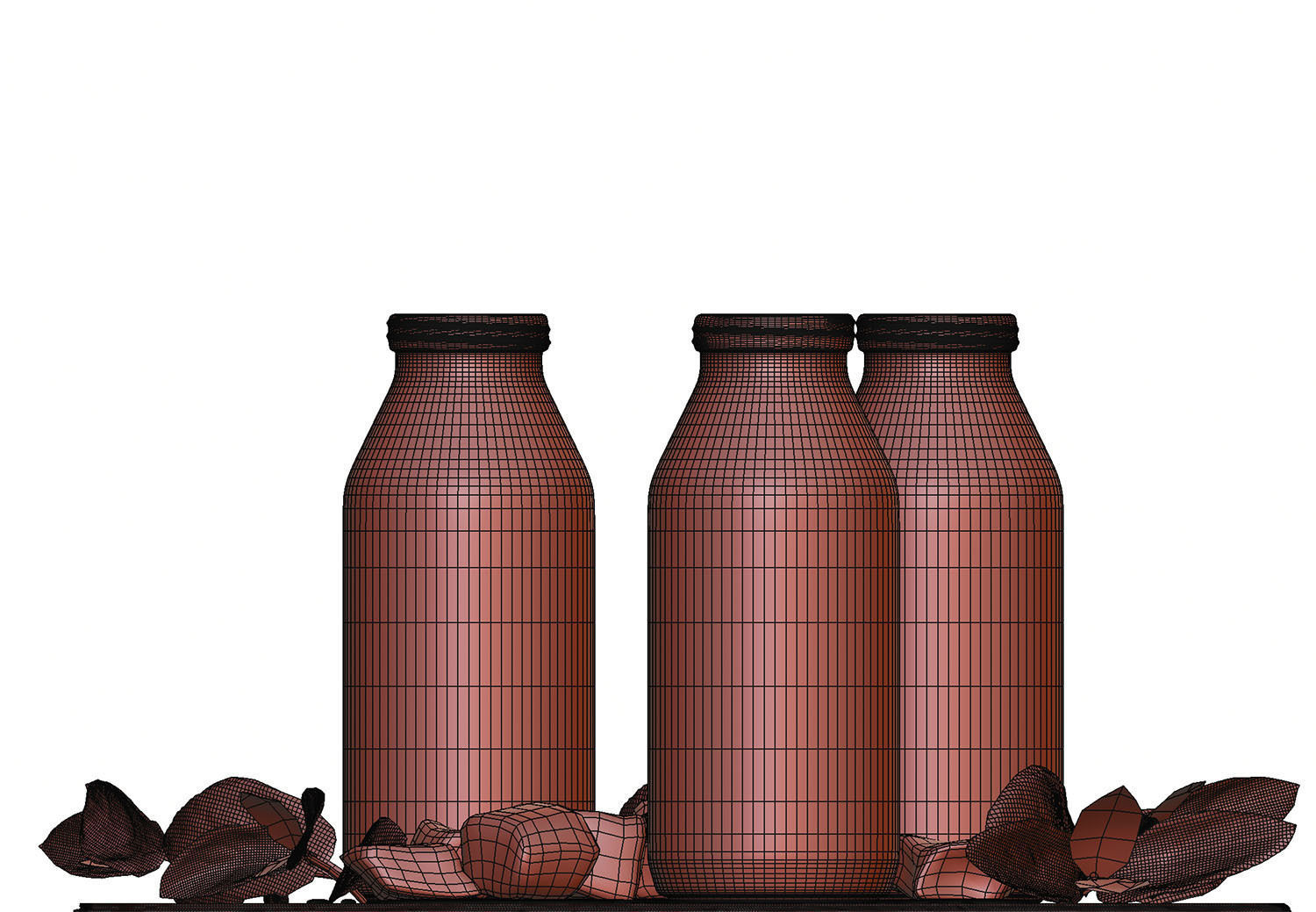 Glass bottles with water standing on a pad 3D model_13