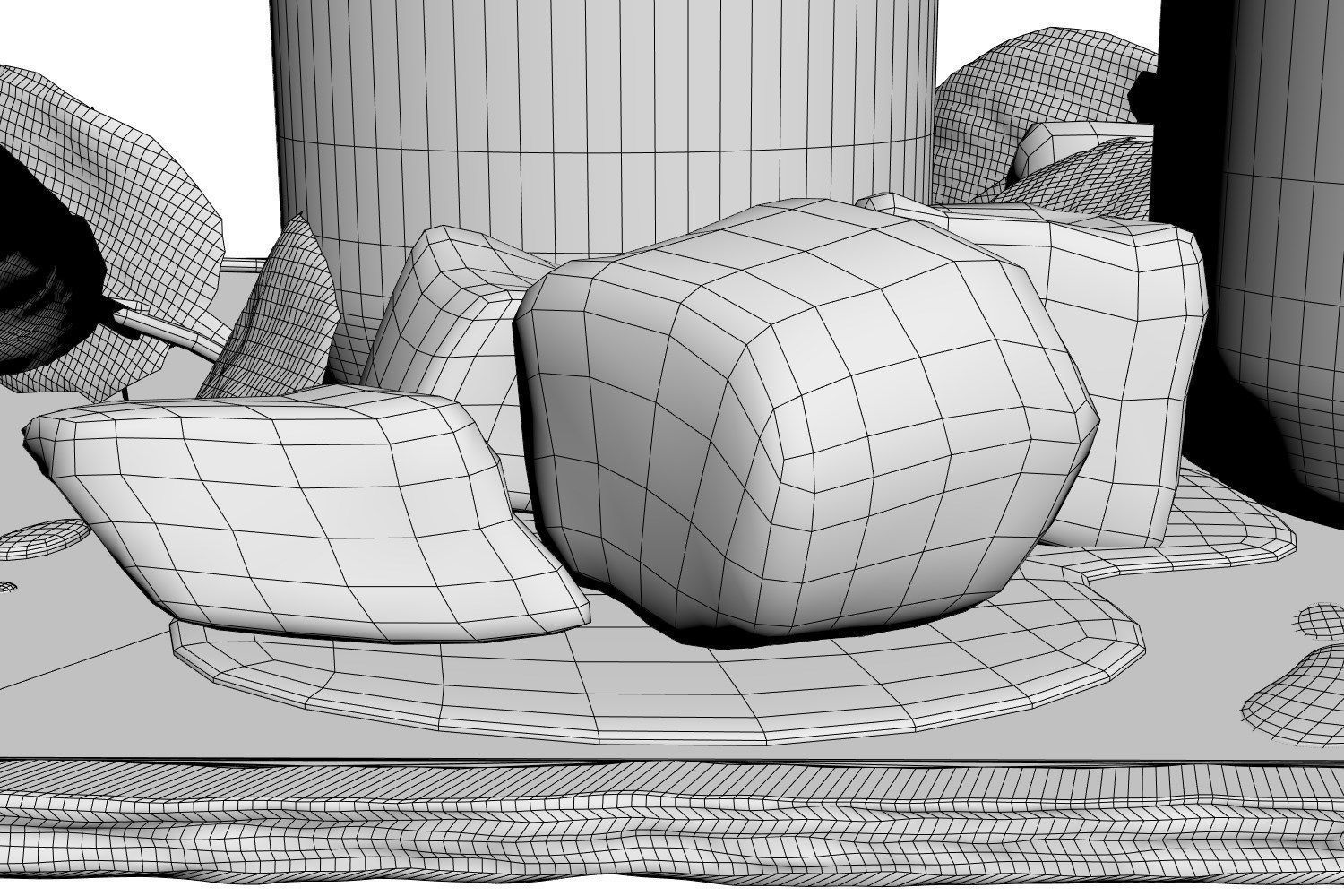 Glass bottles with water standing on a pad 3D model_6