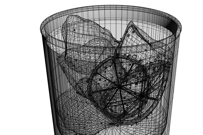 A glass of tea with lime slice nad ice cubes 3D model 7