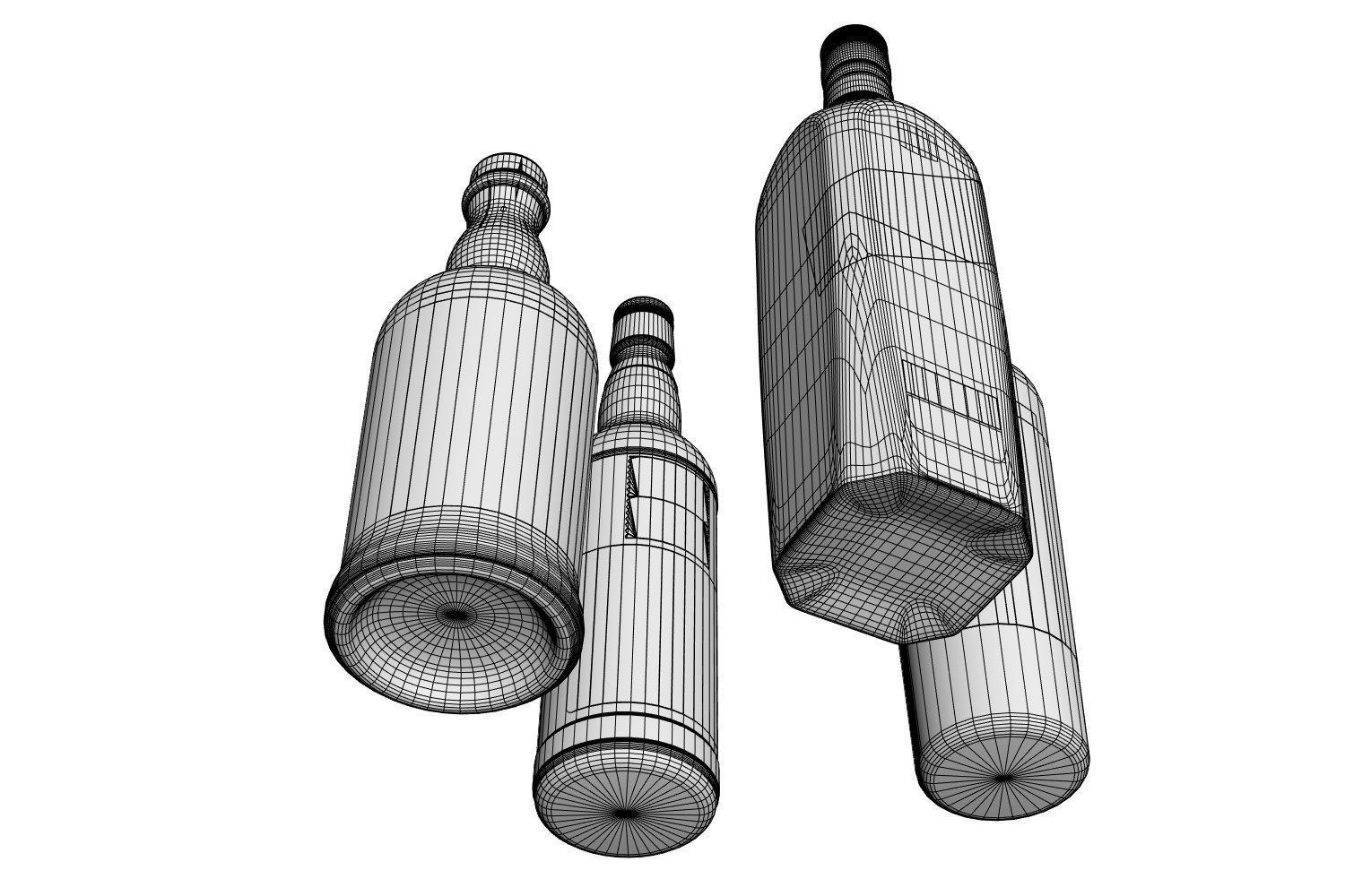 Bottles with whisky 3D model_8