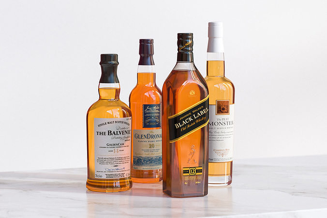 Bottles with whisky 3D model
