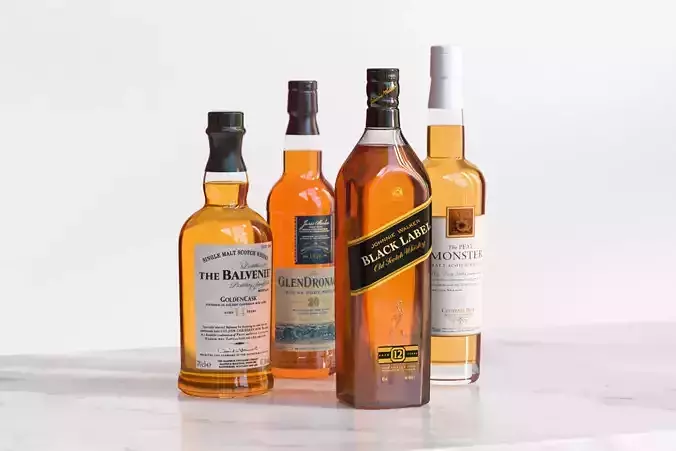 Bottles with whisky 3D model