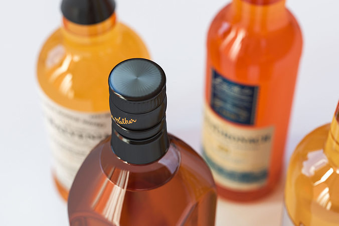 Bottles with whisky 3D model 3