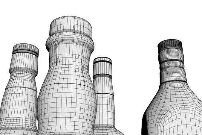 Bottles with whisky 3D model 6
