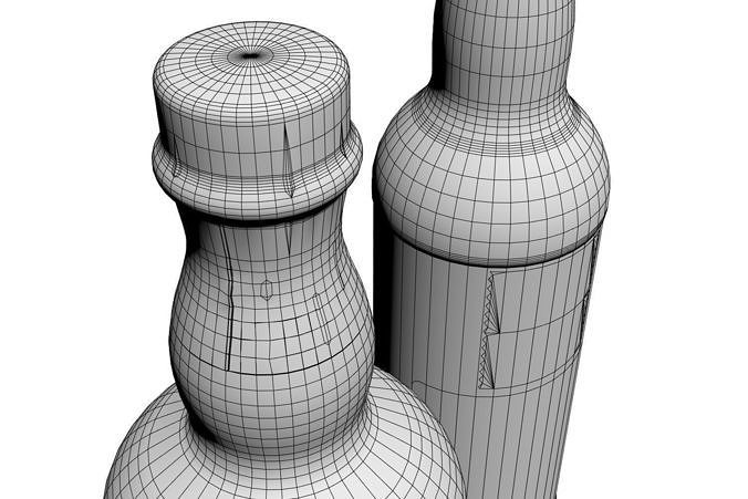 Bottles with whisky 3D model 7