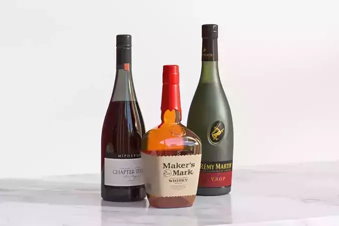 Three bottles with alkohol