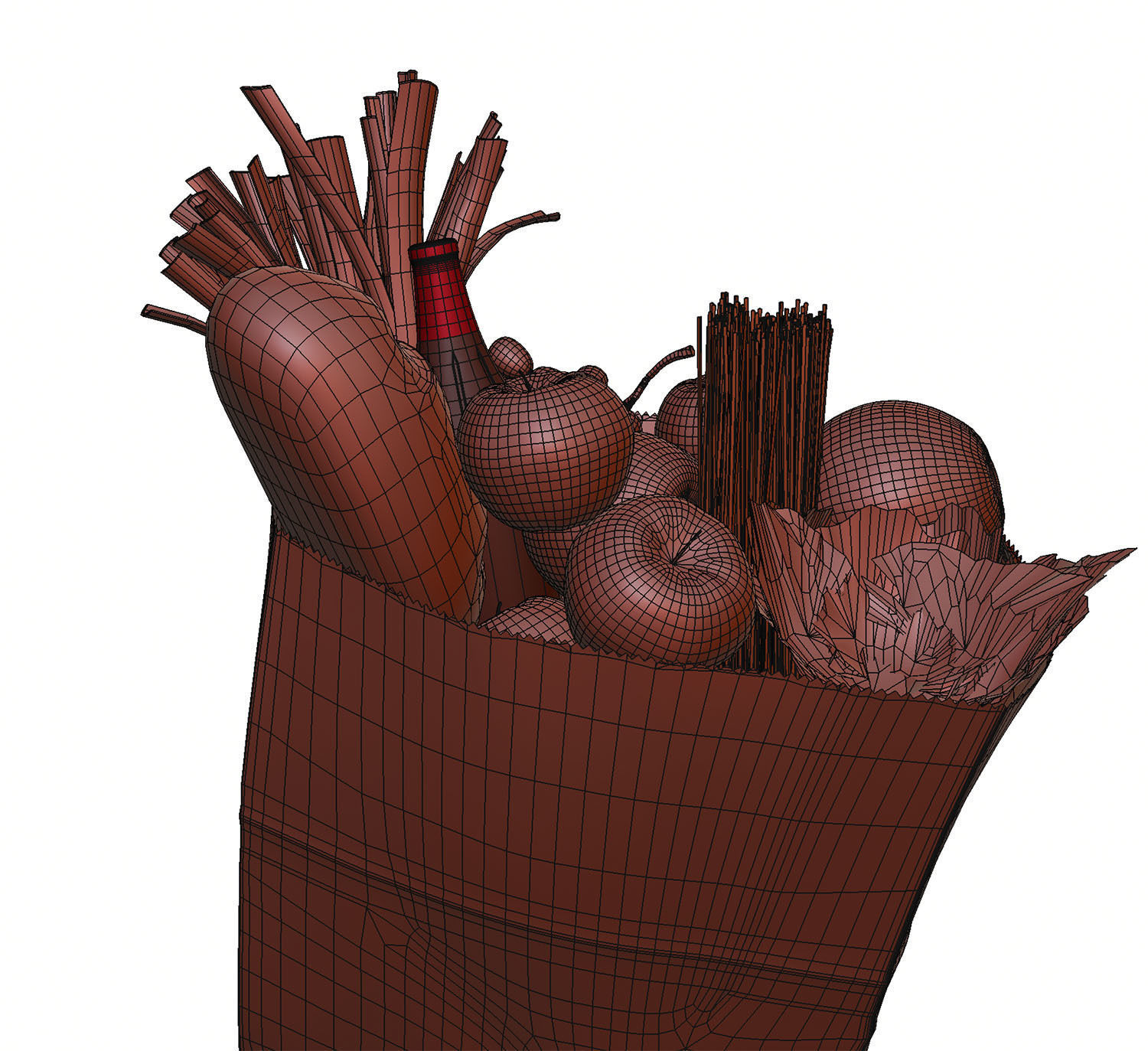 Paper bag full of groceries 3D model_13
