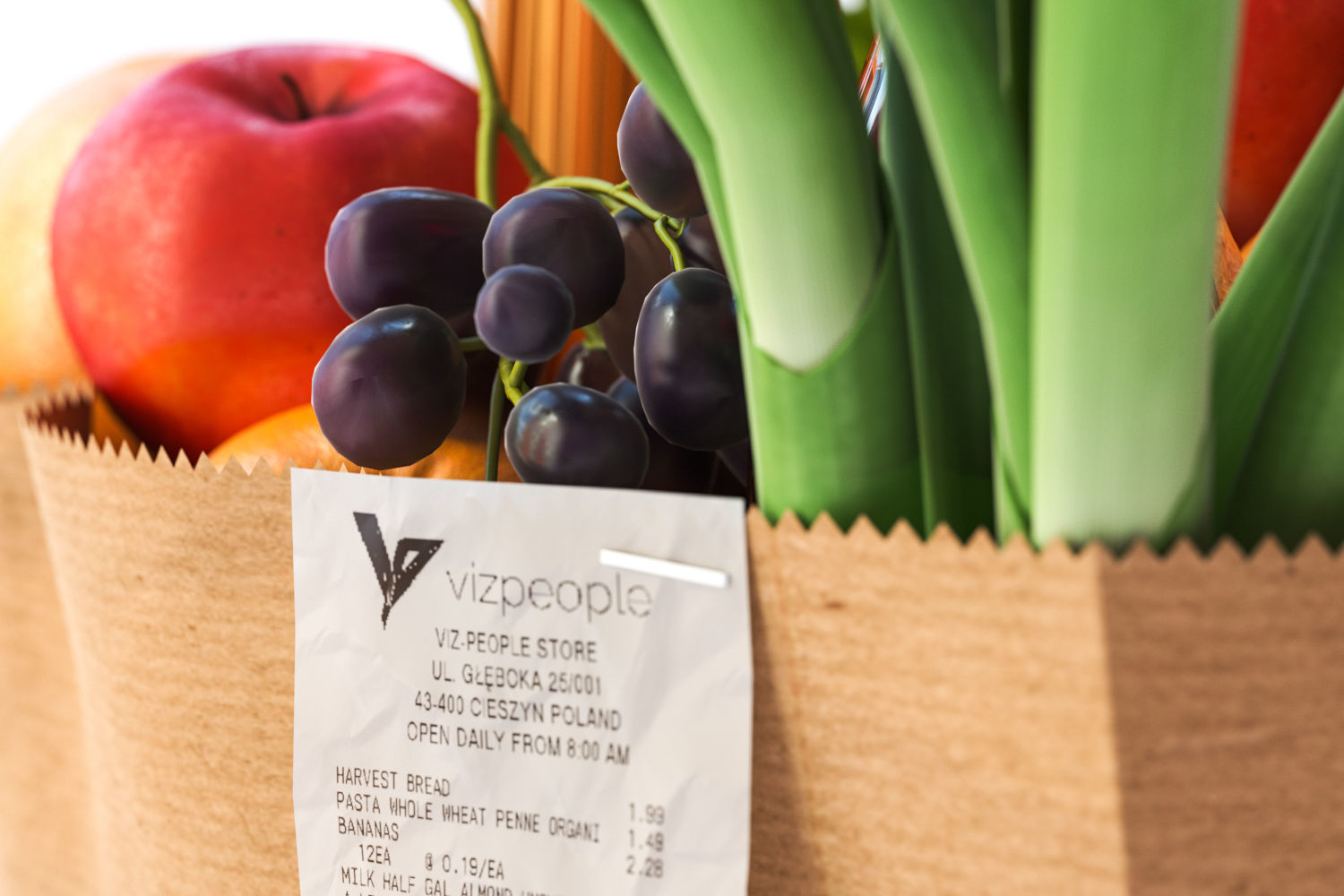 Paper bag full of groceries 3D model_1