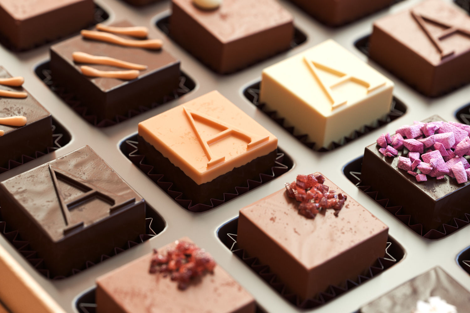 Box of chocolates in a gift package 3D model_2