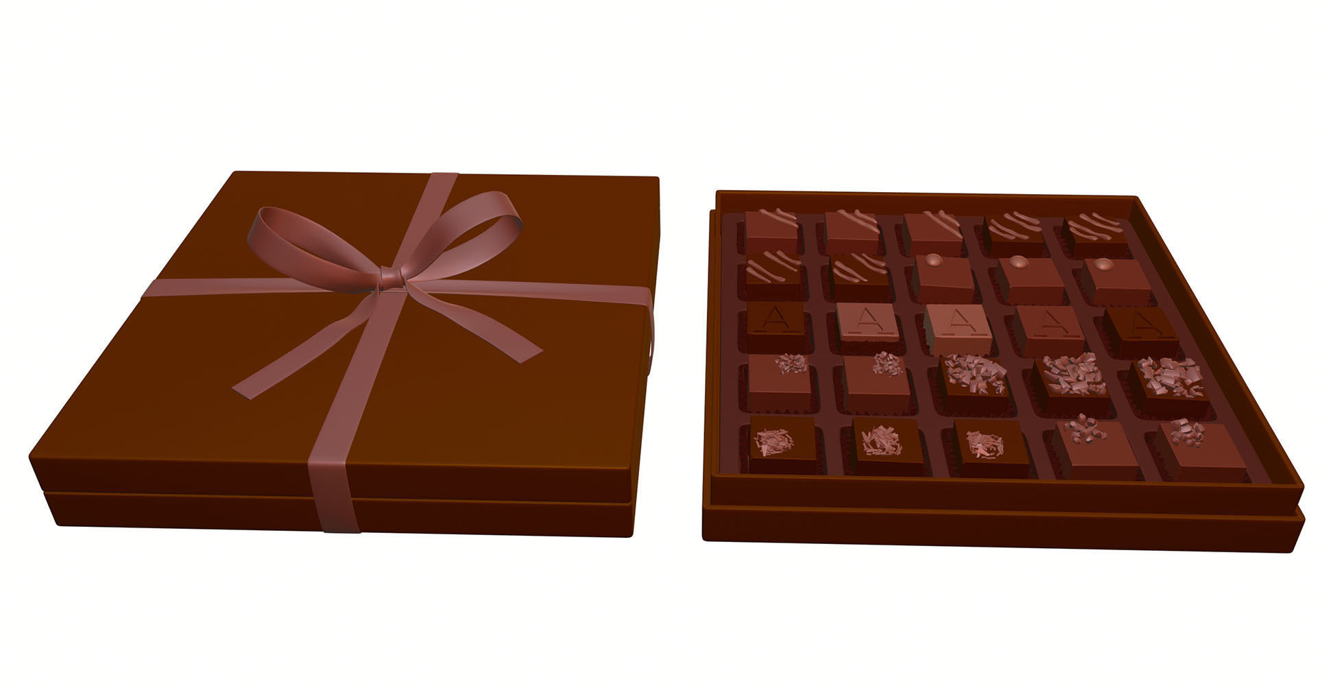 Box of chocolates in a gift package 3D model_10