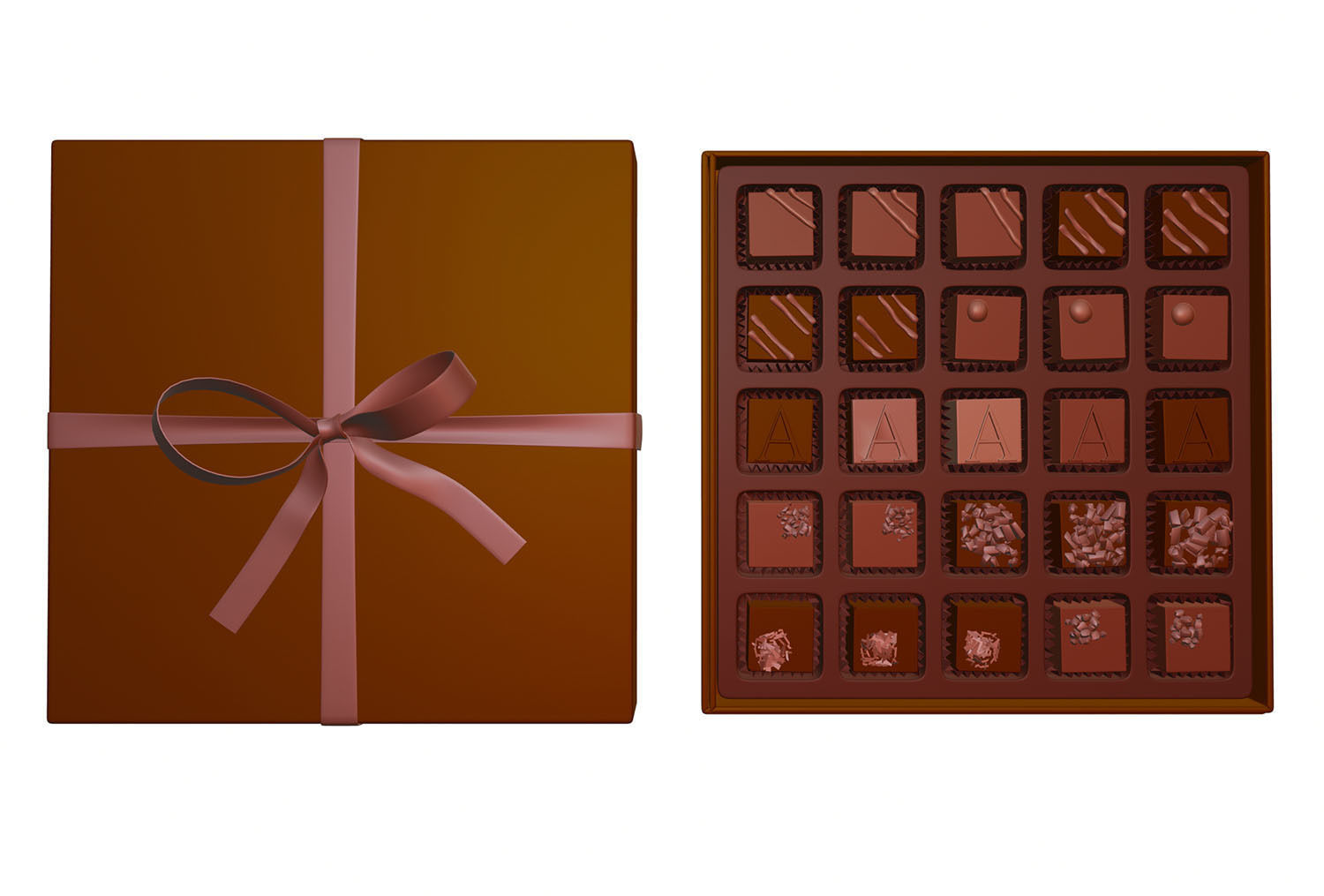Box of chocolates in a gift package 3D model_9