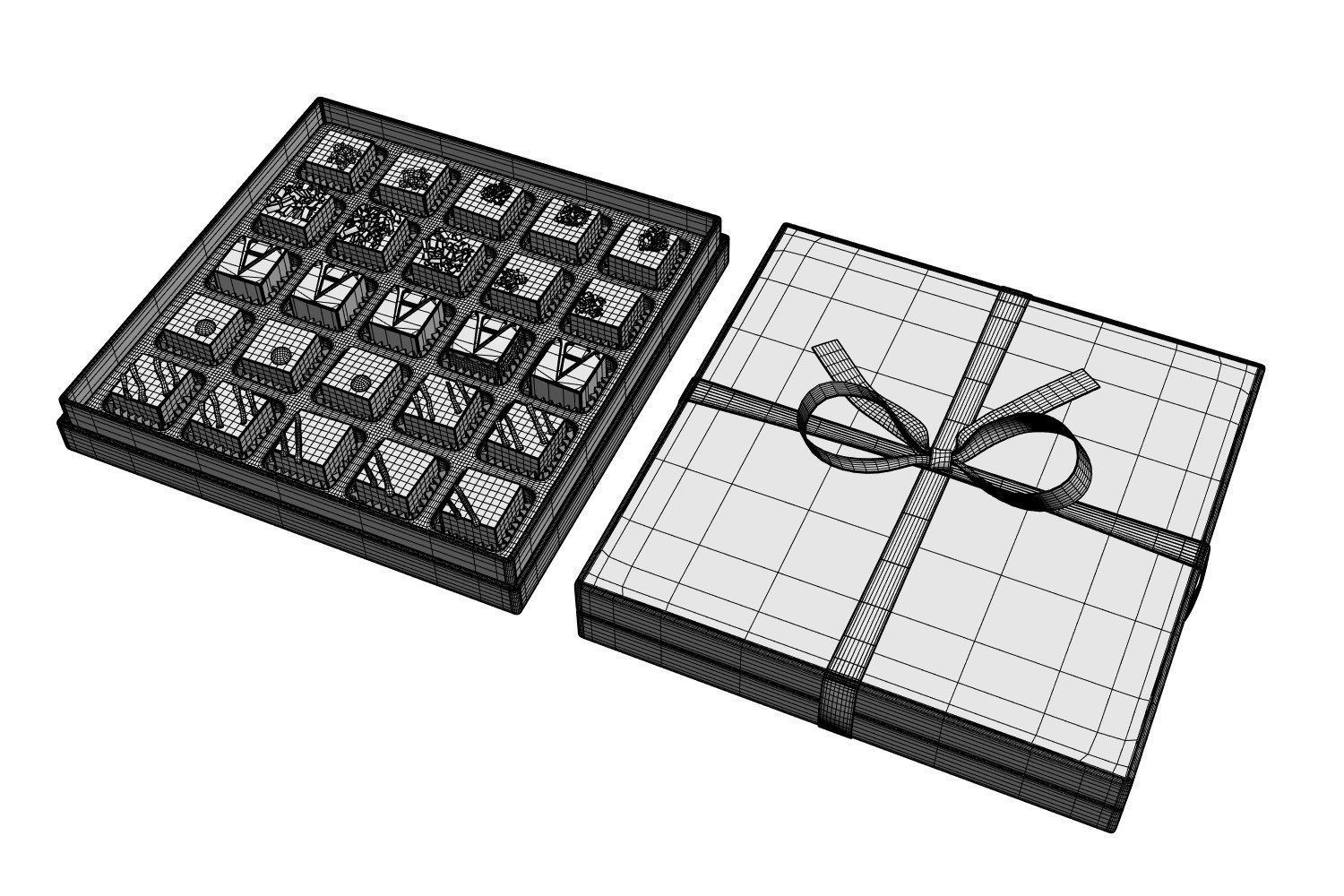 Box of chocolates in a gift package 3D model_6