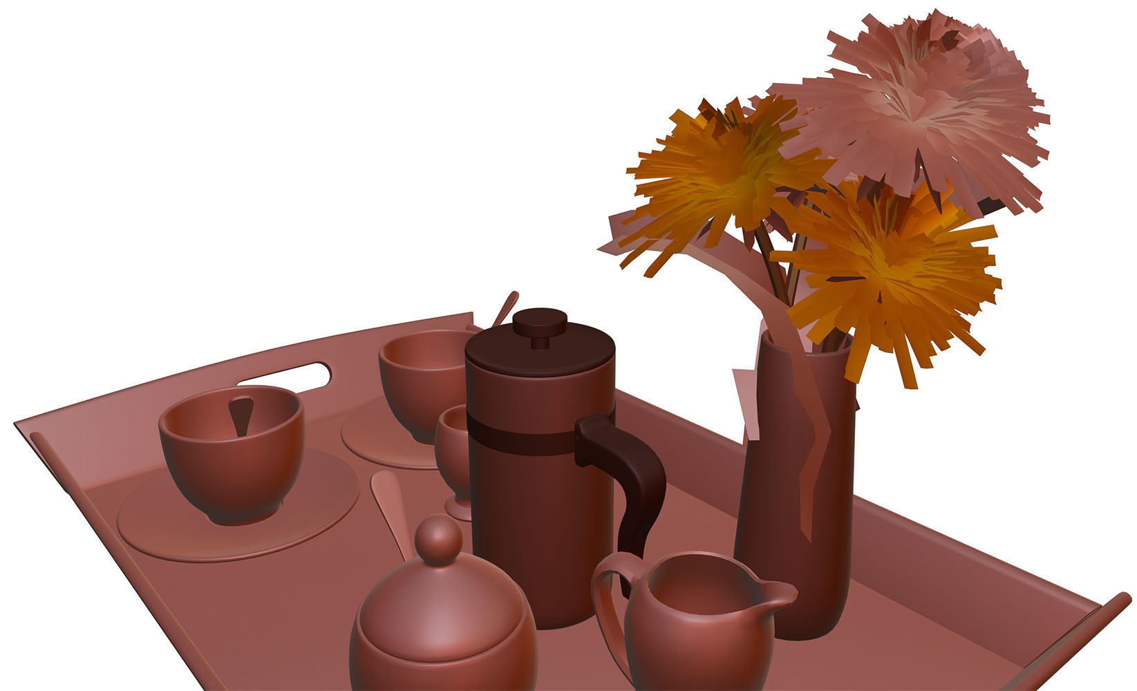 Porcelain breakfast set on a wooden tray 3D model_12