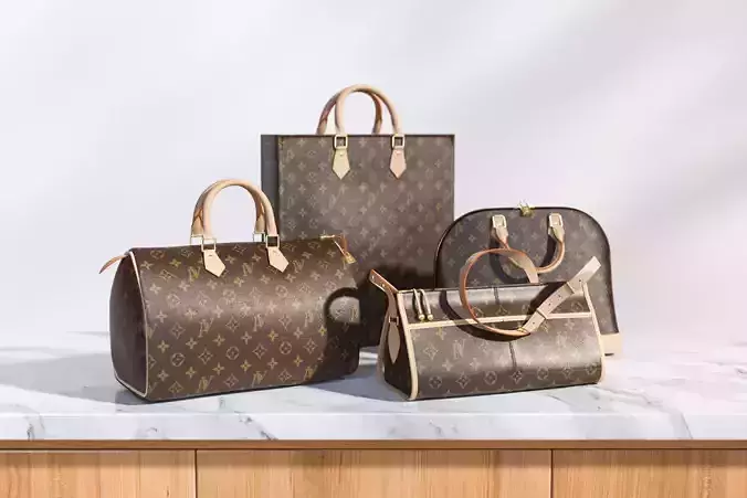 Set of four stylish brown bags