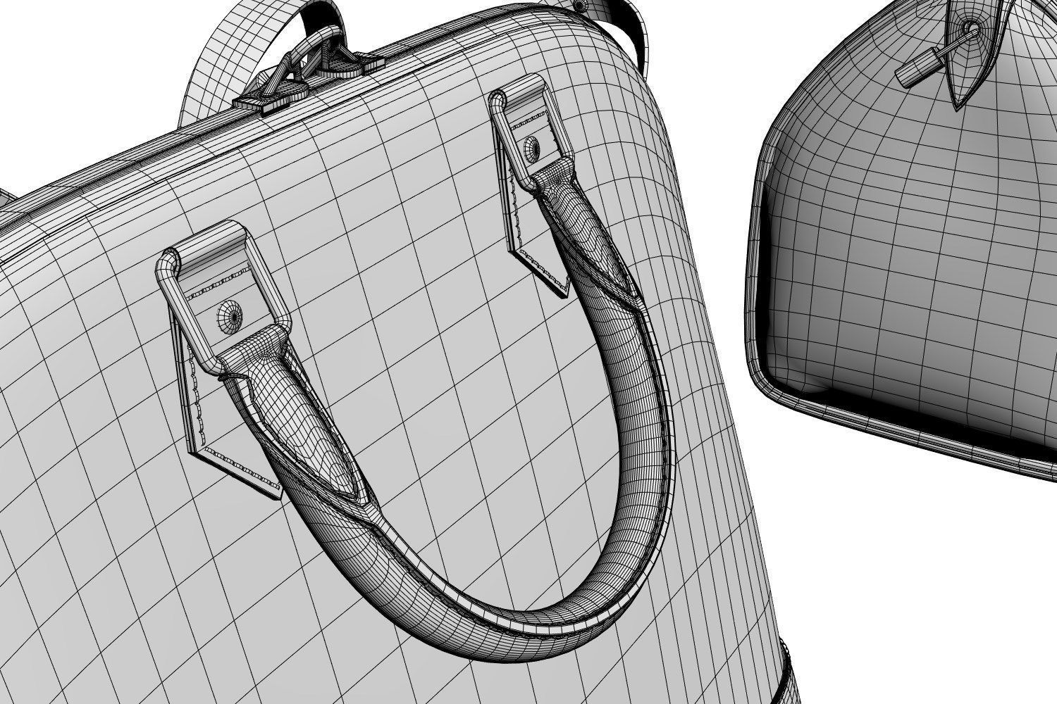 Set of four stylish brown bags 3D model_7