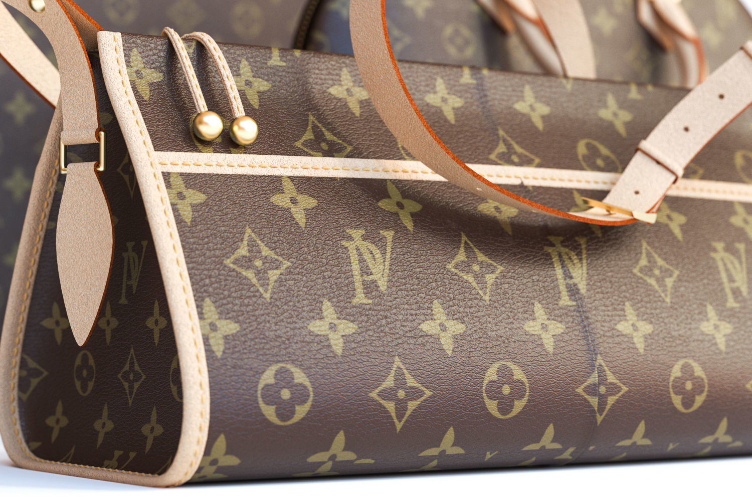 Set of four stylish brown bags 3D model_1