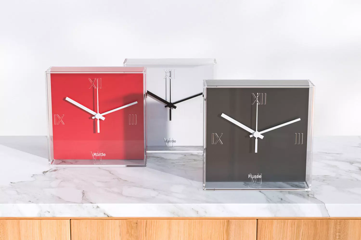 Set of three square watches 3D model