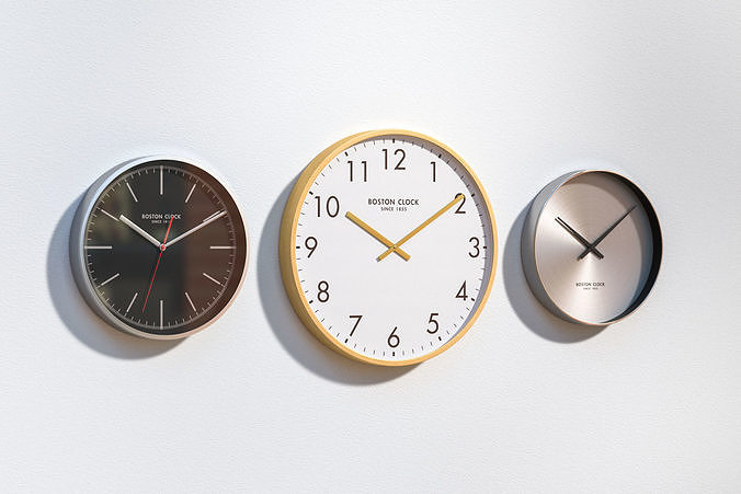 Set of three wall clocks 3D model