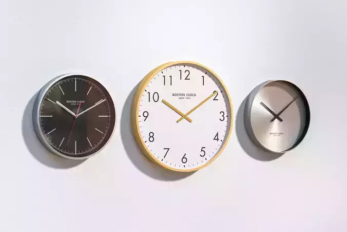 Set of three wall clocks 3D model